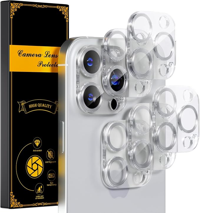 for 6 Pack iPhone 15 Pro/iPhone 15 Pro Max Camera Lens Protector 9H Tempered by Beuxece