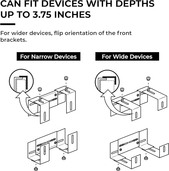 HumanCentric Adjustable Device Wall Mount, Cable Box and Modem Bracket, Adjustable Wall Adapter for Small and Wide or Narrow Devices Like Cable Boxes, Modems, DVD Players on The Wall Behind TV