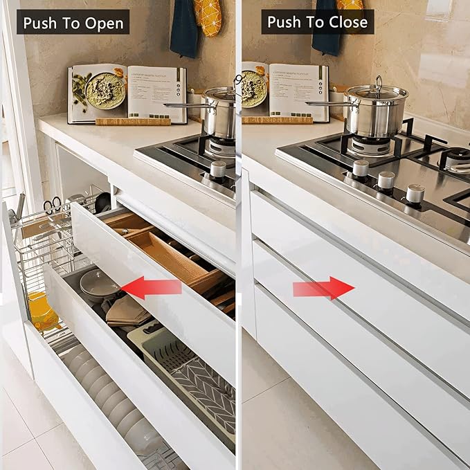 Push to Open Door Latch, 5 Pack Magnetic Push Latches,Adhesive Heavy Duty Touch Latch Hardware for Push to Open, Magnetic Door Catch for Cabinet Drawer Wardrobe Kitchen Door