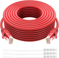 Adoreen Cat 6 Ethernet Cable 100 Ft-Red, Outdoor & Indoor Snagless Long Round by Adoreen