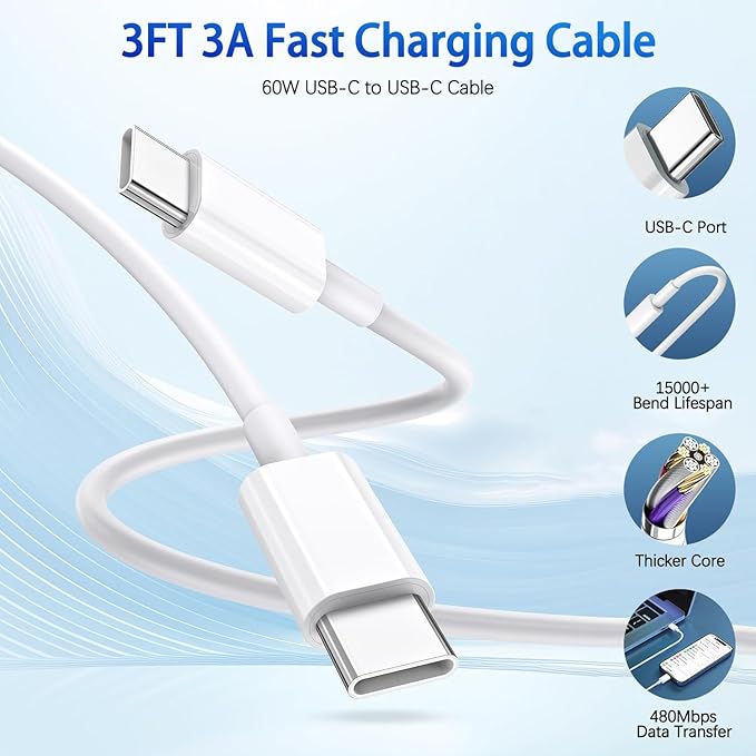iPhone 17 Charger,2Pack Dual USB C Port Fast Wall Chargers Block with 3FT USB C to C Charger Fast Charging Cable Cord for iPhone 17/17 Pro Max/17 Pro/16 Pro Max/16 Plus/16E/15 Pro/15/iPad Pro/Air/Mini