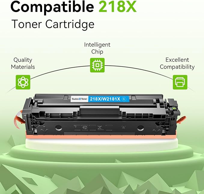 swiss toner 218X Toner Cartridges 4 Pack Compatible Replacement for HP 218X 218A Toner Color LaserJet Pro 3201dw MFP 3301fdw 3301sdw 3301cdw Printer (Black/Cyan/Yellow/Magenta)