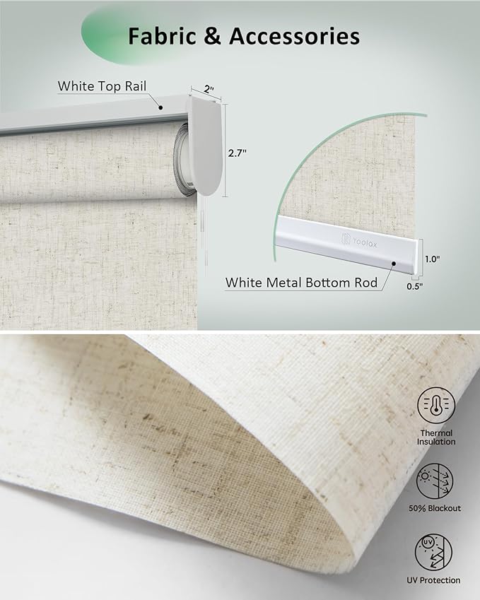 Yoolax Motorized Blinds App Control, Light Filtering Motorized Shades for Windows, Cordless Automatic Roller Shades for Bedroom Living Room Office(Light Filtering Linen Beige, 40" W x 72" H)