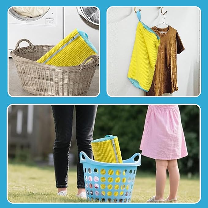 Shoe washing machine bag,2Pack Shoes washing bags,Reusable Slaundry shoes bags for washer and dryer,Laundry bags for shoes for Sturdy Zipper with Hook Design(Yellow)