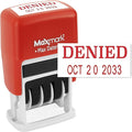 MaxMark Self-Inking Rubber Date Office Stamp with Denied Phrase & Date - RED Ink