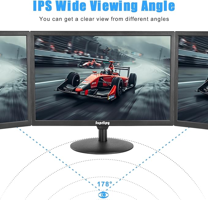 Suprlipy 21.5" FHD Mini LCD Monitor Display Screen 1920x1080 60Hz 16:9 BNC VGA HDMI AV with USB Input Built-in Loudspeaker for CCTV Security Camera DVR PC Game Console