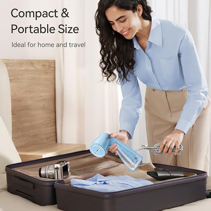 HiLIFE Upgraded Steamer for Clothes, Handheld Portable Design, 1100W Powerful Steam, 300ml Larger Tank & No Leak Tech, 30S Fast Heat-up, Quick Wrinkle Remover, Compact Size for Travel, ONLY 120V-Blue