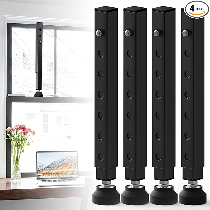 Gadgetzan 4 Pack Window Security Bars Adjustable 11"-18",Portable Short Sliding Window Lock Bar for Child Safety/Anti-Theft,Window safety lock with Rubber Base for Vertical and Horizontal Window-Black