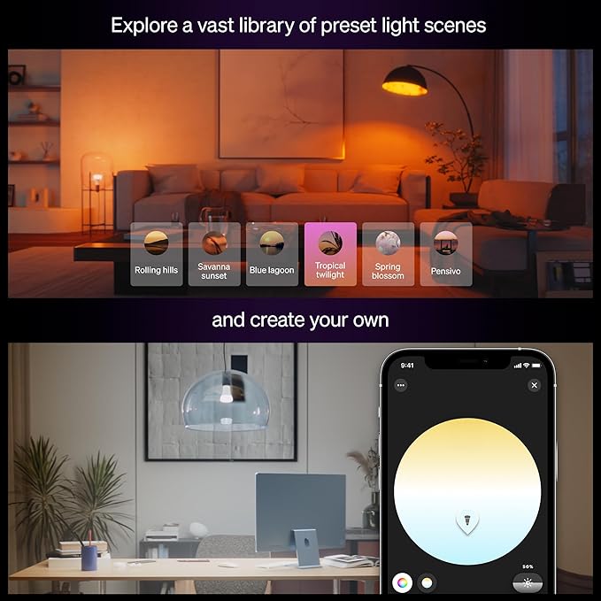 Philips Hue Smart LED A19 Bulb, White & Color Ambiance, E26 Base, 7.2W, Full Spectrum Light 1000K-20000K, 810 Lumens, Dimmable LED Bulbs, Works with Alexa, Google,& Apple Home, 3pk