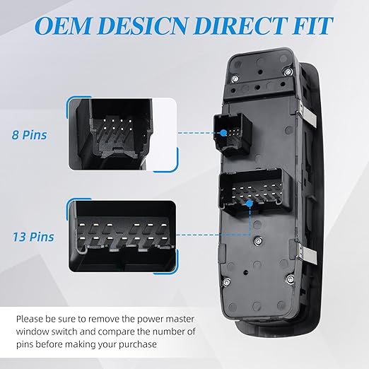 WUANGKI Master Power Window Control Switch | Front Driver Side | 13+8 Pins | Compatible with 2009-2010 Dodge Journey 2007-2010 Nitro 2008-2009 Jeep Liberty | OE 4602632AB | Window Buttons
