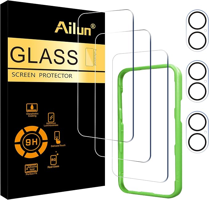 Ailun 3 Pack Screen Protector for iPhone 17 + 3 Pack Camera Lens Protector by Ailun