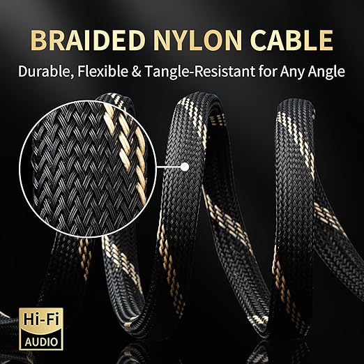 12 AWG 2Pack Audiophile Speaker Cable – Speaker Wire with Banana Plugs,4N OFC Core,Nylon Braid,Audio Wire,Compatible with Amplifier,Speakers,AV Receiver& Home Theater(6.56ft/2m)
