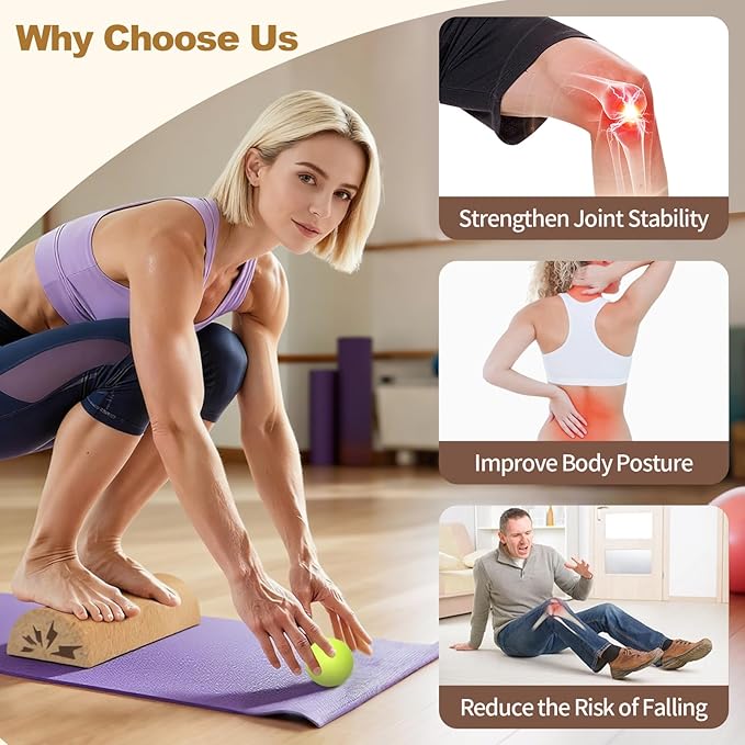 35cm Cork Balance Board (Not 30cm) - Foot Restoration & Balance Kit for Plantar Fasciitis Recovery - Professional Ankle Strength & Stability Trainer for Seniors & Standing Desk - Supports 440+ Lbs
