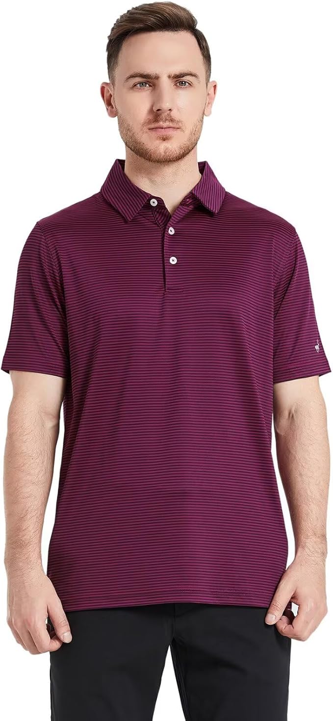 Golf Shirts for Men Dry Fit Short Sleeve Print Performance Moisture Wicking Polo Shirt