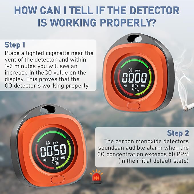 Portable Carbon Monoxide Detectors for Travel 3-in-1 Square Carbon Monoxide Monitor with 43 Detection Holes, RV CO Detector Alarm Temp/Humidity Sensor for Home, Camping & Travel Tent Car