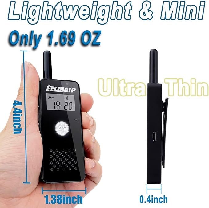 ELIDAIP T-M16 Small Walkie Talkies,Portable Two Way Radio with Earpiece & Mic Set Headsets,VOX Hands Free for Restaurants,Hotel,Sports & Outdoor Activities,Hospitals,Tourism,Black 2 Pack