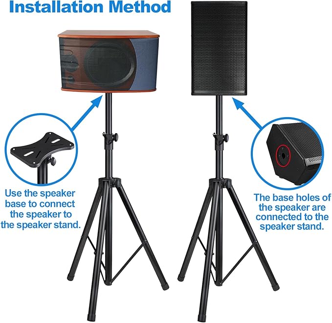 Howonder Speakers Stands,PA Speaker Stand,Speaker Tripod Stand,Adjustable Height from 40 to 66 Inches,Hold up to 110lbs,HD-100 (1 Packs,Black)