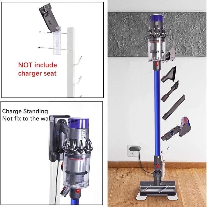 XIGOO Storage-Stand-Docking-Station-Holder Compatible with V15 Detect V11 V10 V8 V7 V6 Cordless Vacuum Cleaners, Stable Metal Organizer Rack(White, 5 Hooks)