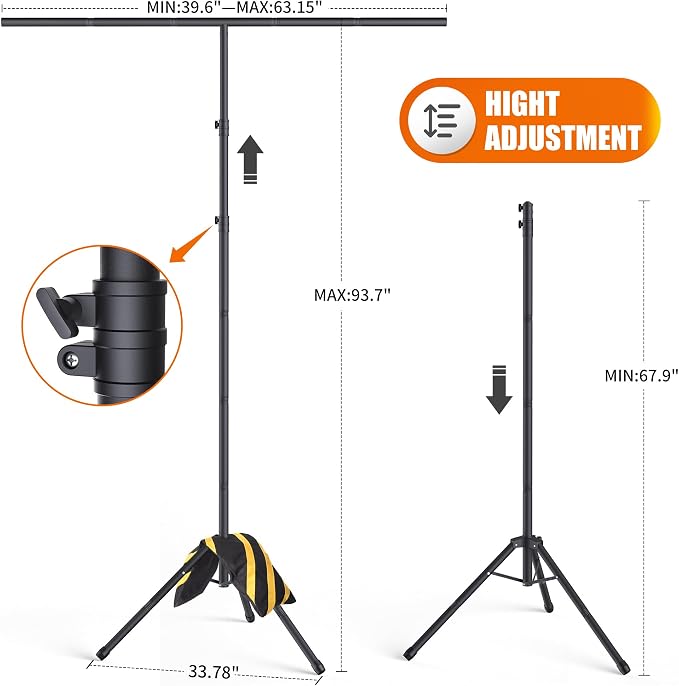 Forlogic Portable T-Shape Backdrop Stand Support Kit 8x5.3ft, Adjustable Photo - Image 2