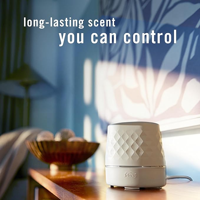 Febreze Plug Scent Booster in White, Continuous Scent Device Oil Diffuser, Compatible with Febreze Air Freshener Plug in Refills