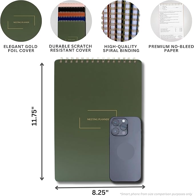 | Meeting Notebook for Work | 8.25" x 11.75" | Project Planner | Simple Design | Multiple Layouts | Office and Business Planner (Pink, Meeting Planner - Portrait)