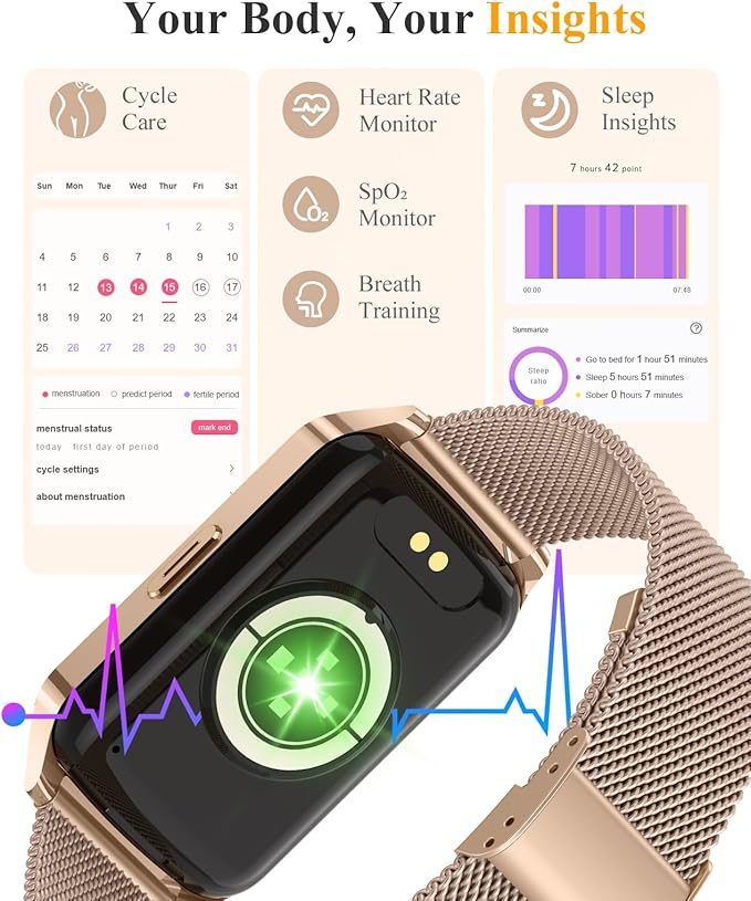 ChronArk Fitness Tracker Watch for Women Men, Step Counter Compatible with iPhone Android, IP68 Waterproof Activity Tracker with Sleep Monitor, 110+ Sports Pedometer (Minimalist, Duskgold, 1.57)