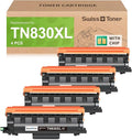 swiss toner Compatible TN830XL TN830 TN830 XL TN-830 TN-830XL Toner Cartridges Replacement for Brother DCP-L2640DW HL-L2460DW L2480DW MFC-L2820DW XL HL-L2405W HL-L2400D 2465DW Printer, 4 Pack Black
