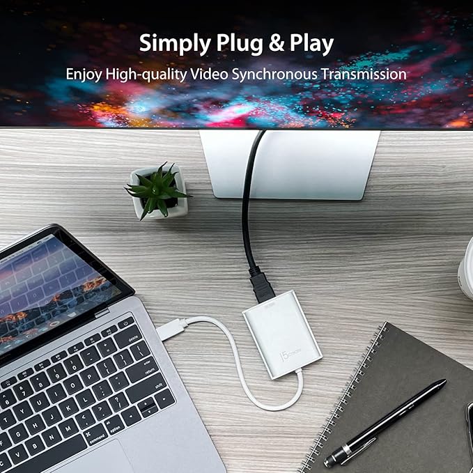 j5create USB 3.0 to 4K HDMI Display Adapter USB 3.0 Male Type-A Connector | HDMI Female Connector | 4K UHD | Resolution Up to 3840 x 2160 @ 30 Hz | Aluminum Housing (JUA354)