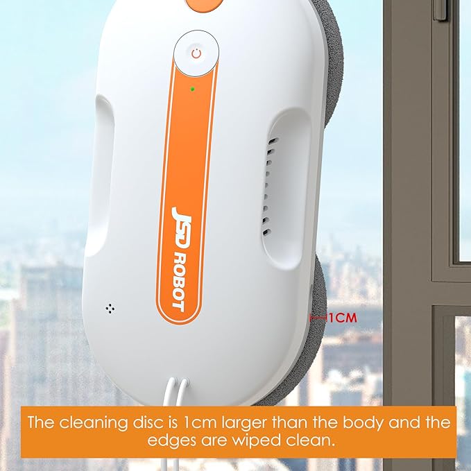 JSDROBOT Lite Window Cleaning Robot,5300Pa Window Cleaner Robot with Pressured Wiping Dual Water Spray Close to The Border Wipe Edge Detection Intelligent Path Plan