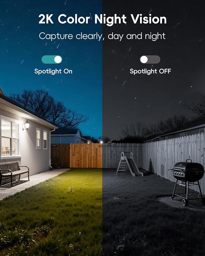 ZUMIMALL 2K Solar Security Cameras Wireless Outdoor | 360° PTZ View Control via App | 2.4G WiFi, Color Night Vision, 2-Way Talk, PIR Motion Detection, Free Rolling 7-Day Cloud Storage, No Monthly Fee