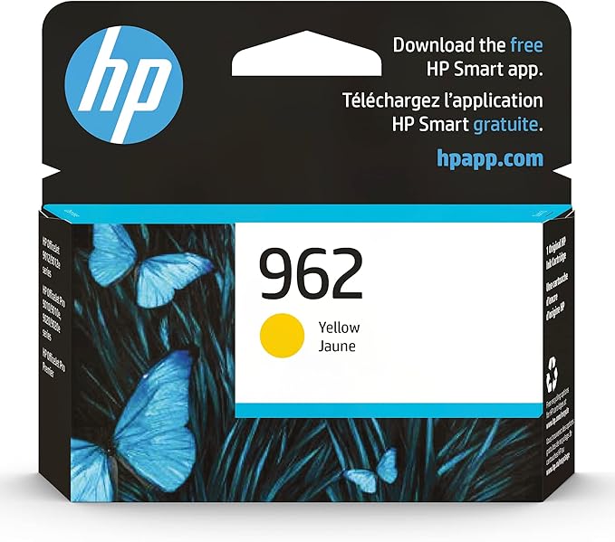 HP 962 Yellow Ink Cartridge | Works with OfficeJet 9010, Pro 9010, 9020 | Eligible for Instant Ink | 3HZ98AN