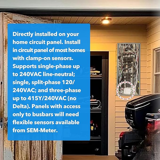 Smart Home Energy Monitor with 8 50A Circuit Level Sensors, Measure Power Usage in Real-Time, History with App (8 50A Circuit Level Sensors) - Compatible with Home Assistant
