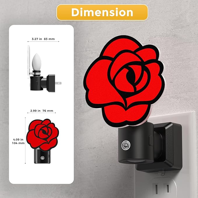 L LOHAS LED Night Lights Plug into Wall, Gothic Rose Night Light with Light Sensor, 0-100LM Dimmable Night Light, 1W 3000K Soft White for Adults Kids Room Bedroom Bathroom Hallway[2 Pack]