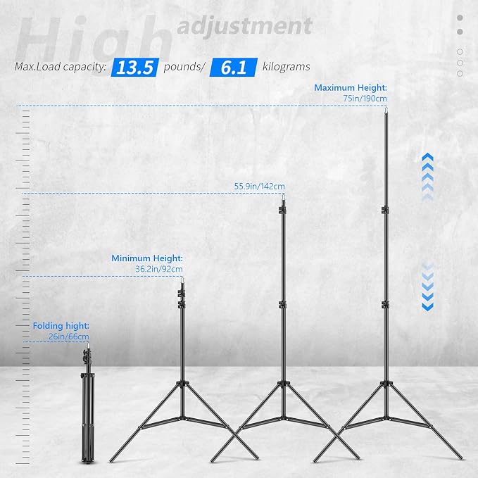 Neewer 75"/6 Feet/190CM Photography Light Stands - Image 2