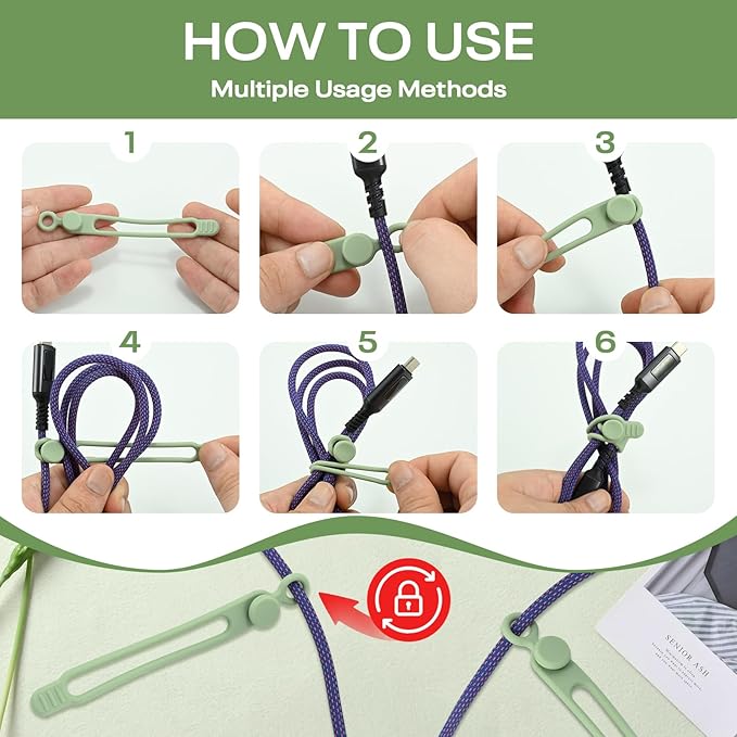 36Pcs Silicone Cable Ties, 6 Colors Data Cable Organizer Ties, 3 Sizes Cord Ties for Charging Cables, Wire Organizers, Electrical Cords, Computer Wires, Cord Organizers