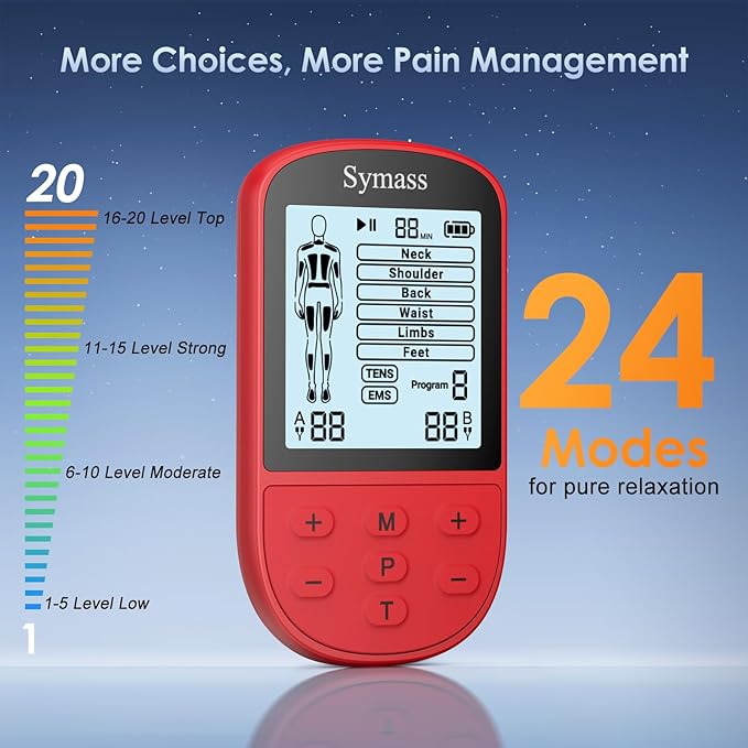TENS Unit Muscle Stimulator, Transcutaneous Electronic Nerve Stimulator for Pain Relief Therapy, EMS Muscle Stimulator with 10 Electrode Pads for Back, Neck, and Shoulder Pain