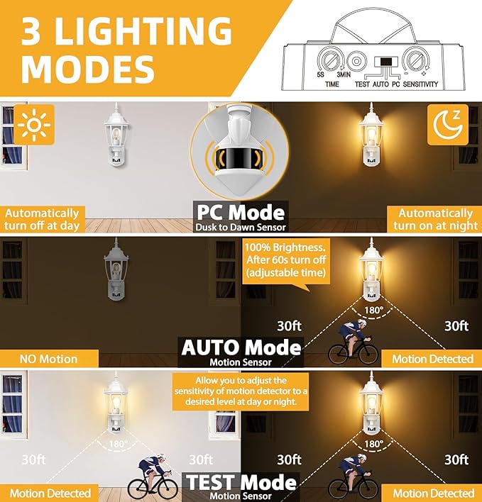 Lamomo Outdoor Wall Sconce, Dusk to Dawn Motion Sensor Light Fixtures, Exterior Aluminum Waterproof White Porch Lights for Patio Front Door Garage (1 Pack)