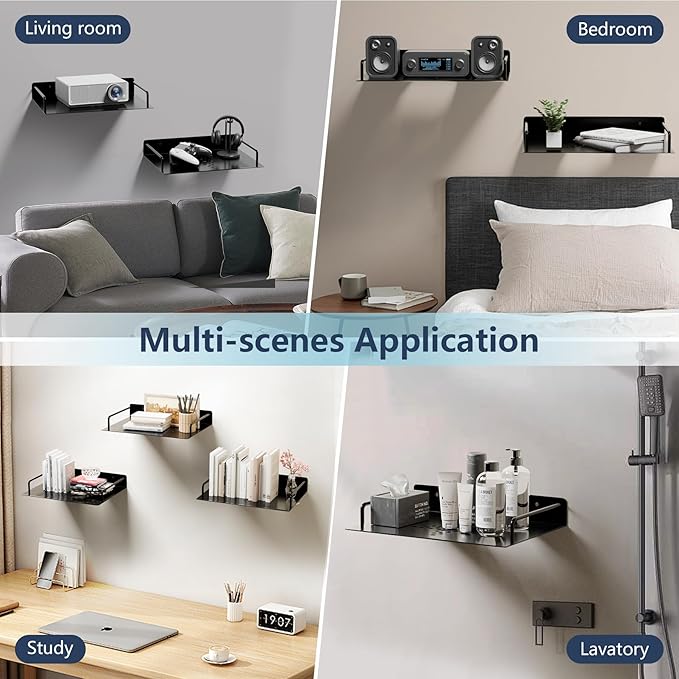 Floating Shelves for Projector, Metal WiFi Router Shelf, Cable Box Wall Mount, Dvd Player Shelf, Under Tv Wall Mount for Tv Box/Game Console/Speaker, Wall Mounted Floating Rack/Stand/Holder