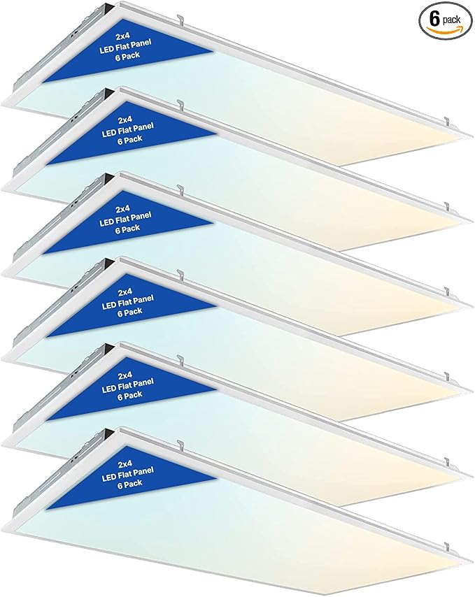 2x4 LED Flat Panel Light Drop Ceiling Office Fixture, 6500LM, Selectable Features, 30W/40W/50W/60W/72W, 3000K/3500K/4000K/5000K/6500K, Dimmable (0-10V), Dustproof ETL