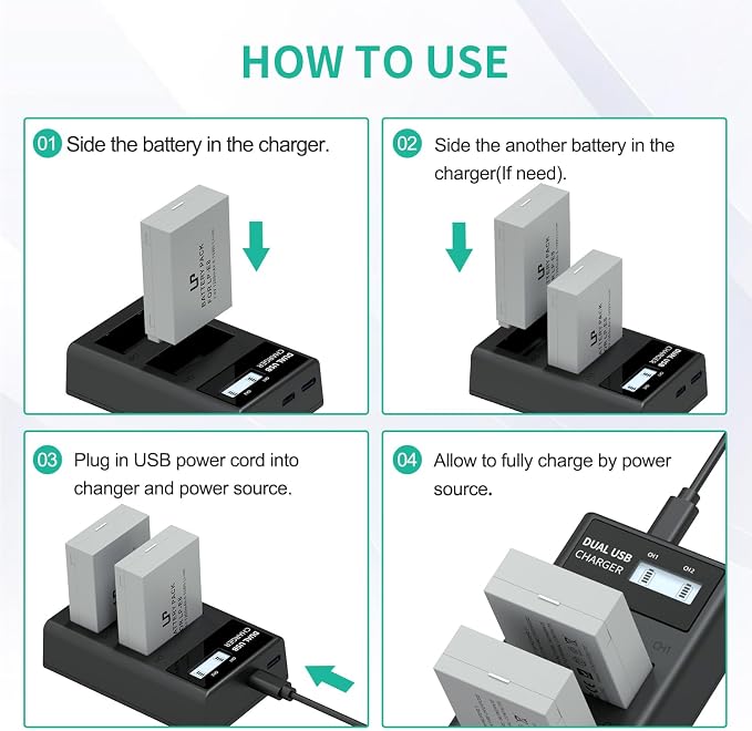 LP LP-E8 Battery Charger, LCD Display & Dual Slot Charger Compatible - Image 6