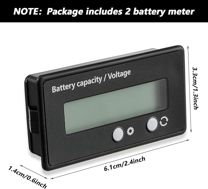 Frienda 2 Pieces Dc 12v 24v 36v 48v 60v 72v 84v Golf Cart Battery Meter with Alarm, Front Setting and Switch Key Battery Capacity Voltage Indicator Gauge Acid and Lithium Ion Indicator(White)