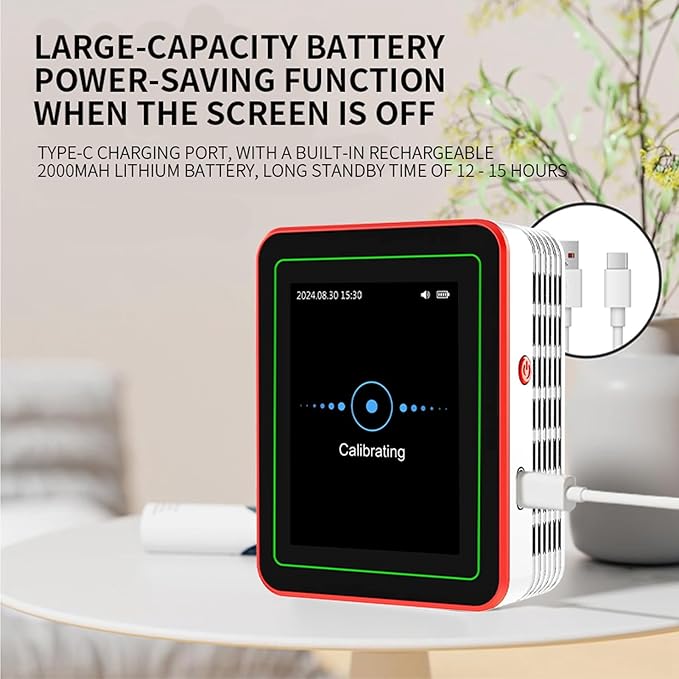 Air Quality Meter 18 in 1 Portable Battery Powered Indoor Air Quality Monitor with CO2 TVOC HCHO PM2.5 PM10 Temp Humidity Detection Data Storage for Home Office School