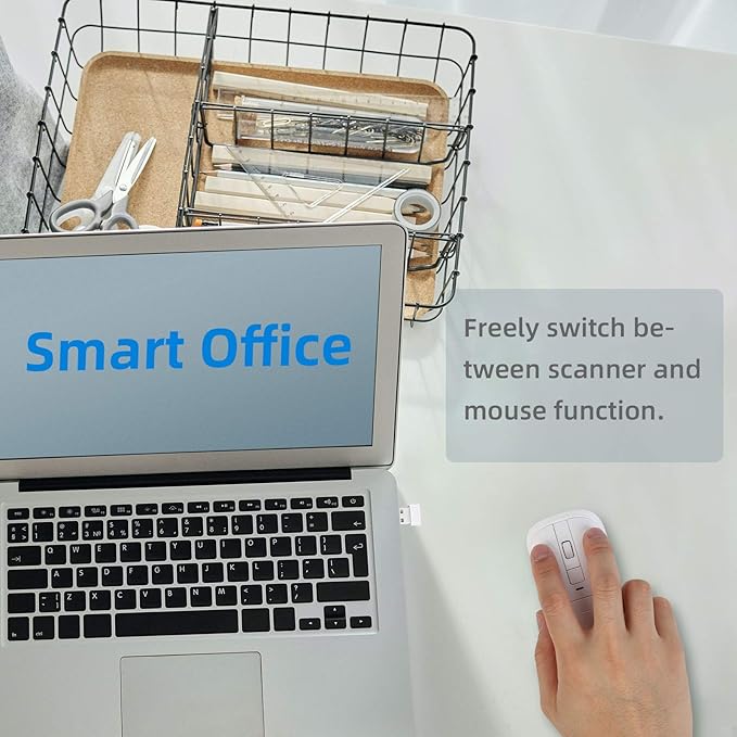 THARO New Wireless Mouse Barcode Scanner, 2-in-1 Design 2D Handheld Barcode Scanner with Wireless Mouse Functions for POS System,Store,Supermarket, Warehouse.(Black)
