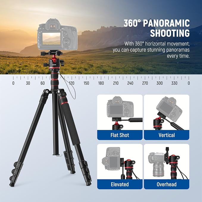 NEEWER Basics Camera Tripod Monopod, 360° Ball Head, Arca Type QR Plate - Image 4