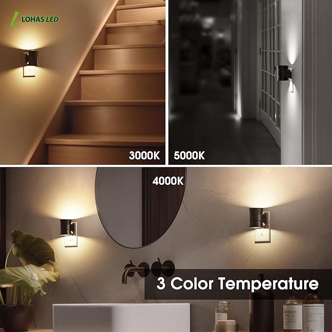 L LOHAS LED Dimmable Night Light, 3CCT Adjustable Color & Brightness, Night Lights Plug into Wall, Versatile for Living Room, Kitchen, Bathroom, Hallway, and More