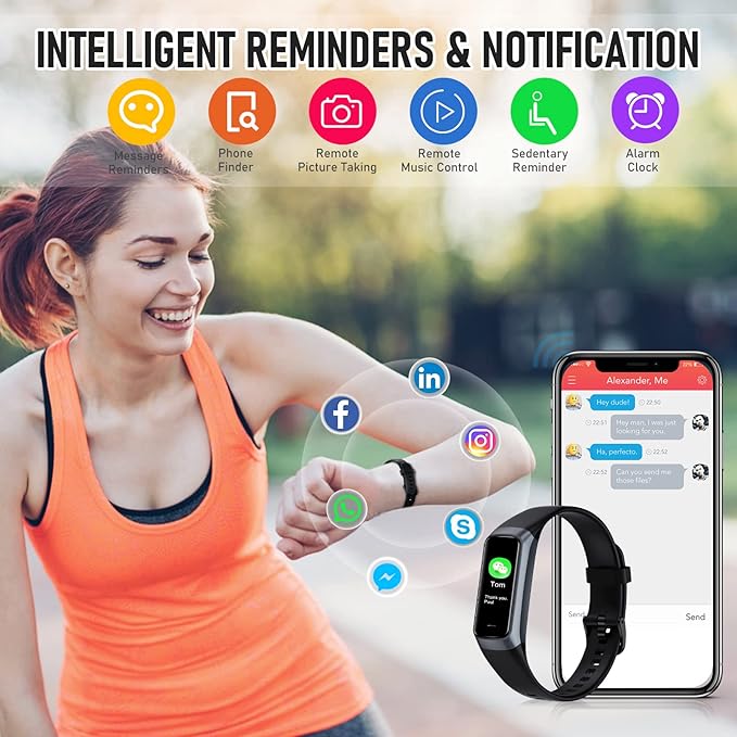 Fitness Tracker with 24/7 Heart Rate Blood Oxygen Sleep Monitor, 1.1" AMOLED Touch Screen Activity Tracker Smart Watches, IP68 Waterproof Step Counter Pedometer for Women Men