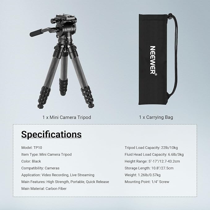 NEEWER Carbon Fiber Desktop Mini Tripod - Image 7