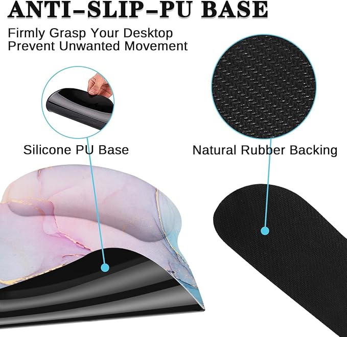 Britimes Blue Purple Liquid Marbling Keyboard Mouse Pad Set 4in1 Large Mousepad+Keyboard Wrist Rest+Mouse Wrist Rest+Coaster Ergonomic Design for Home Office Computer 35.4x15.7 inches