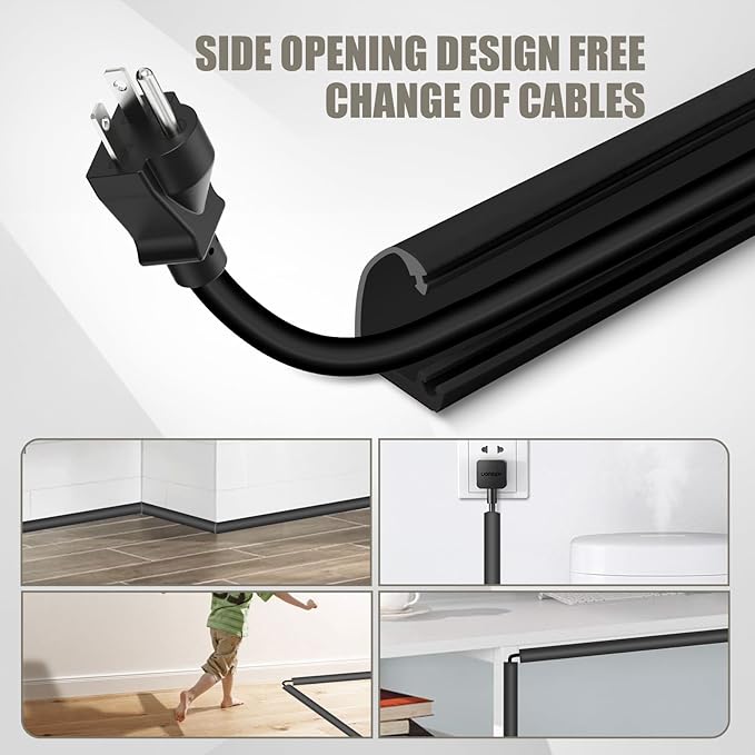 Silicone Wall Wire Hider, Side Open Wire Covers for Cords on Wall, 20FT Self-Adhesive Flexible Cord Hider for Mounted TV, Home Office, Cavity 0.63" W x 0.31" H