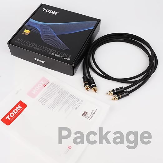 TODN Hi-end RCA Cables for Audiophile with Silver-Plated-OCC-Core and Dual Shielded RCA to RCA Stereo Car Audio Cable (4.9 ft/1.5 m, 1 Pair)